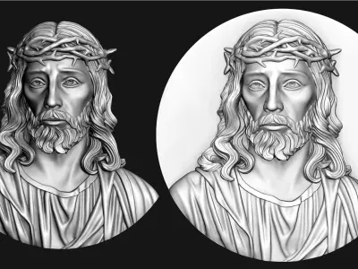 Jesus Bas Relief Medallion And Pendant  3D print model
