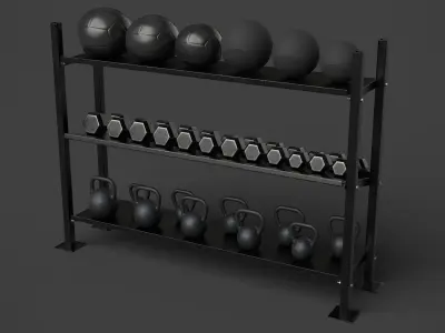 Rack with Sports Equipment 3D model
