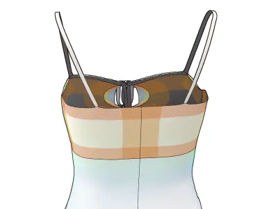 Ella Cotton Mermaid Evening Dress with Ruched Bodice 3D Model 3D model