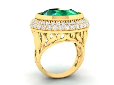 Luxury Oval Gemstone Diamond Gold Men Ring 490 3D print model