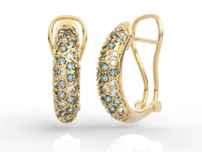 Diamond and Gemstone Earrings 3D print model