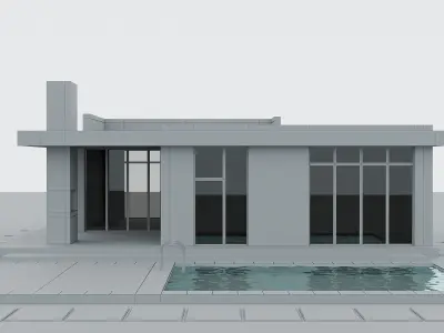 Modern Cottage - 01 Low Poly 3D Model Free low-poly 3D model