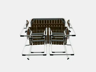 FURUON dining table with 2 chairs  2 stools 3D model