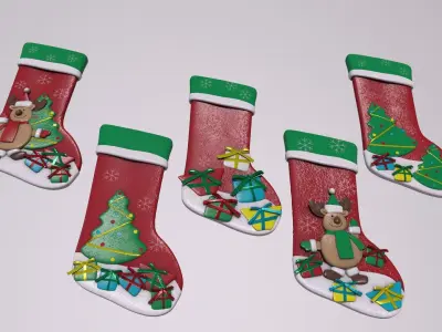 Christmas Decor Hanging Socks 3D model
