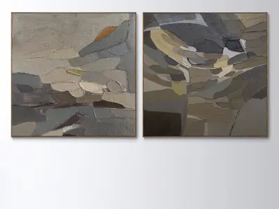 Plaster two square photo frames 50 Low-poly 3D model