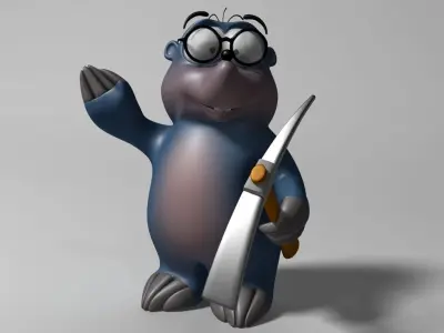 Cartoon mole rigged Low-poly 3D model