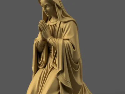 smiling St Virgin Mary Kneeling for Nativity STL File 3D print model