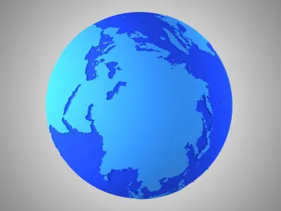 Solid Color Blue Globe 3D model