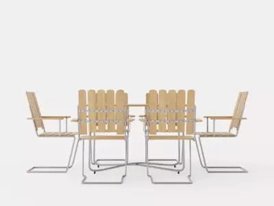 B25 dining set Low-poly 3D model