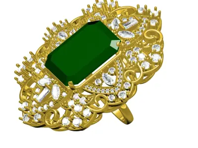 Unique Large Top Art Deco Ring 3D print model