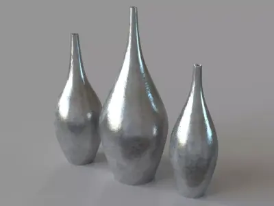 Rajata Vases Set Of 3 Silver 3D model