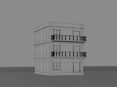 Low Poly Modular Apartment Building Low-poly 3D model