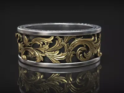 Victorian Ornament Vintage Pattern Wedding Band 3D print model