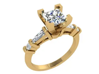 Princess Diamond Ring 3546 3D print model