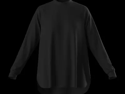 Female oversized raglan longsleeve 3D model