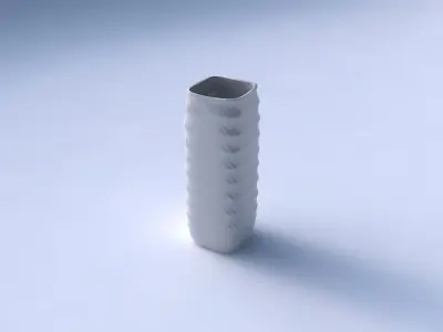 Vase quadratic tall with sections and twisted lines 3D print model