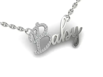Pendant 9 baby name gold with diamonds 3D print model