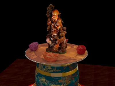  Chinese wood carved sculpture   3D model
