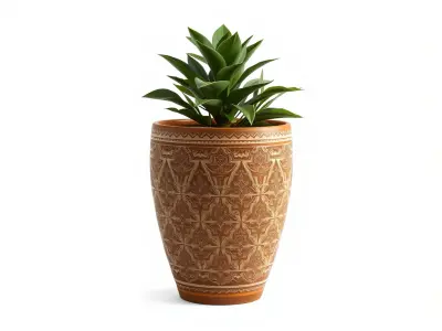 Decorative Plant in Ornate Pot Model Pack Low-poly 3D model