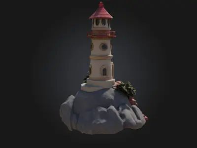 Lighthouse Haven  Guiding Light Amidst Endless Seas 3D model