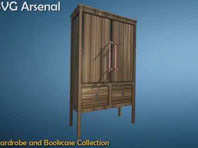 Wardrobe and Bookcase Collection - HQ Low-poly 3D model
