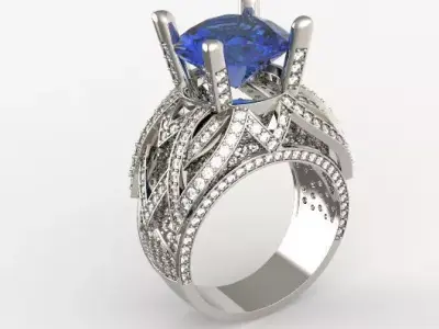 Diamond women ring 001 3D print model