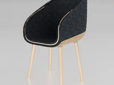 Luxury Velvet Armchair with Gold Accents 3D model