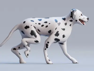Low poly - Stylized dog - Dalmatian Low-poly 3D model