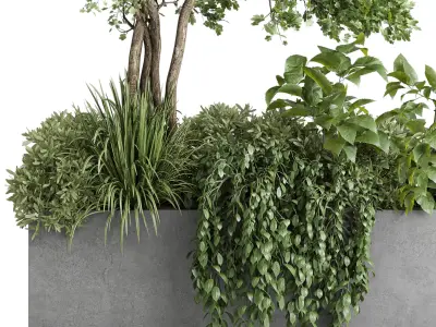 Concrete box plants on stand - set outdoor 151 Low-poly 3D model