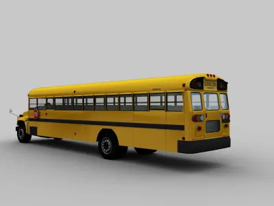 School Bus Low Poly with interior Low-poly 3D model