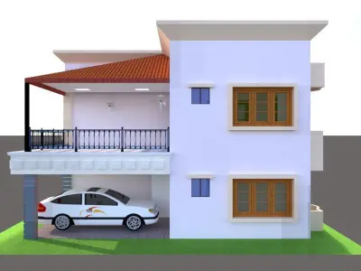 Modern Duplex villa Low-poly 3D model