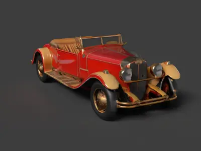 Chinese red vintage car   Low-poly 3D model purchase