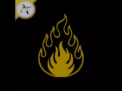 Simple Flame Symbol - 2D Art Free 3D print model buy