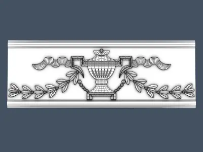 Frieze ornate door with wreath 3D model