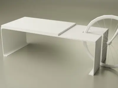 Street Bench with Bicycle Low-poly 3D model
