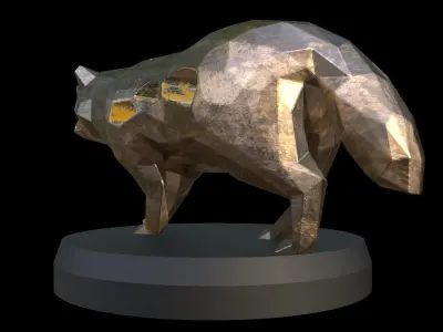 Steampunk Raccoon dog Pose Low-poly 3D model