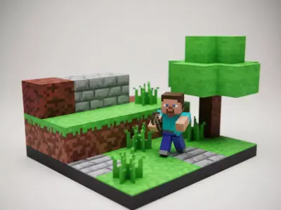 Minecraft Village Buildup 3D Printable Modular Village STL Set Free 3D print model