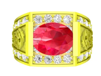 Luxury Gemstone and Diamond Men Ring 3D Model 4925 3D print model