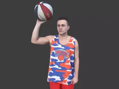 Basketball Player With a Ball Low-poly 3D model