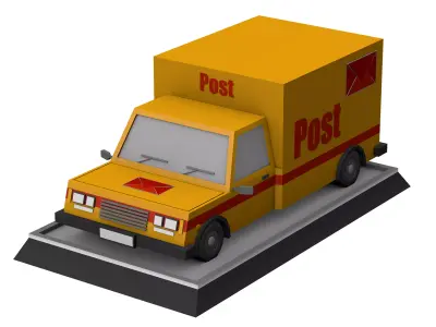 Postal Truck Low Poly  Low-poly 3D model