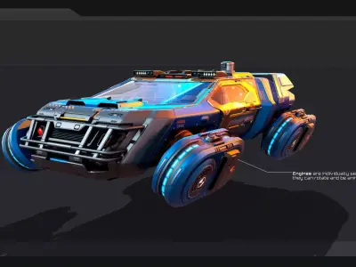 CYBERPUNK - Modular Flying Car Low-poly 3D model
