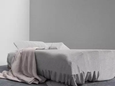 Trendy Tucked Bed with Throw 3D model