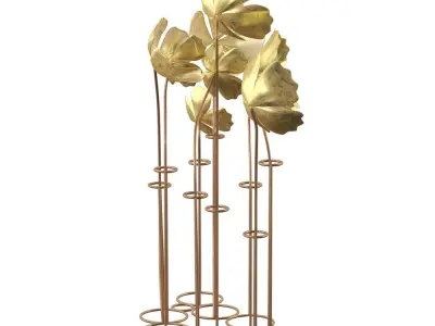 Gold Metal Flower Sculpture 3D model