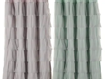 Volens green - pink Ruffle Shower Curtain 001 Low-poly 3D model