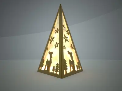 christmas lantern triangular 02 Low-poly 3D model