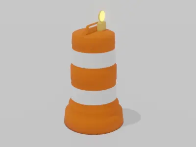 Traffic Barrel with Light Low-poly 3D model
