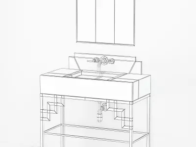 bathroom collection low poly 3d model pieces Low-poly 3D model
