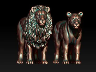 lion lioness 3D model