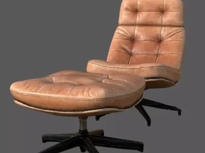 Elysium Luxe Swivel Lounge Ottoman  Low Poly Game Ready PBR  Low-poly 3D model