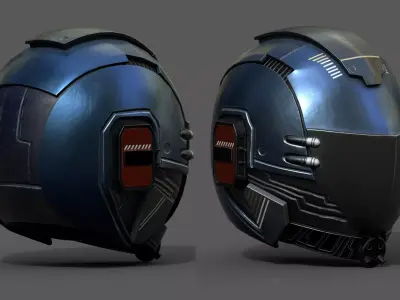 Helmet scifi space machine cyborg armor develop fantasy  Low-poly 3D model